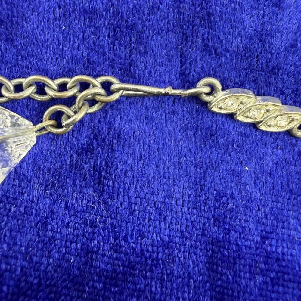 Vintage‎ Glass Beaded Necklace Clear Faceted Prom Wedding 16